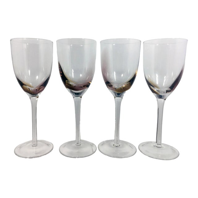 Ombré Amethyst + Amber Wine Glasses- Set of 4 For Sale