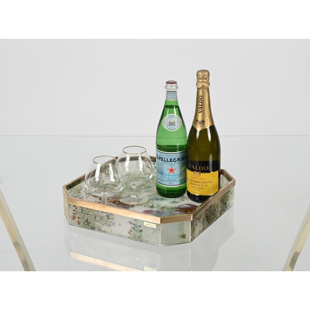 Charming and unique octagonal serving tray in a combination of acrylic glass and brass. This incredibly stylish piece was...