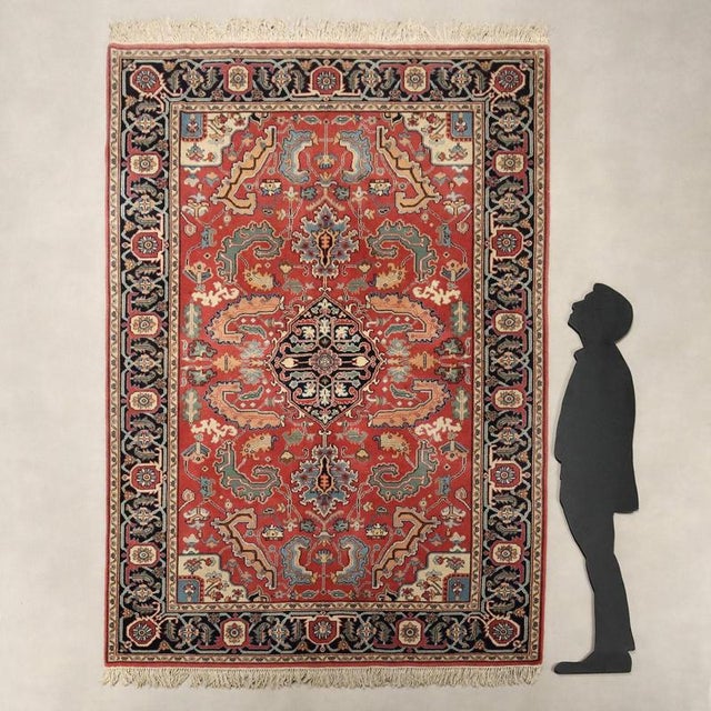 Gherla rug in cotton and wool, large knot, hand-made. This piece is attributed to the mentioned designer/maker. It has no...