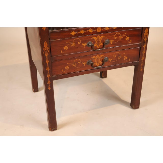 19th-Century Dutch Marquetry Inlaid Mahogany Bedside Cabinet For Sale In Philadelphia - Image 6 of 7