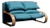 2-Seater Sofa in Blue Fabric, 1970s For Sale