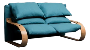 2-Seater Sofa in Blue Fabric, 1970s