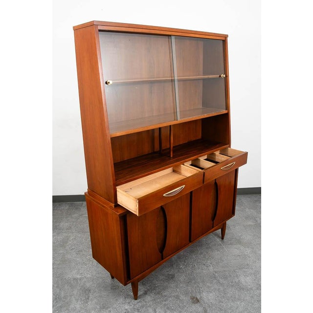 Mid Century Modern China Cabinet Garrison Hutch Glass Display Storage MCM For Sale - Image 4 of 11
