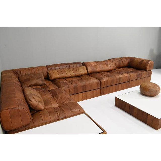 Brown DS-88 Landscape Sectional Sofa in Cognac Tan Leather from de Sede, 1970s, Set of 25 For Sale - Image 8 of 11