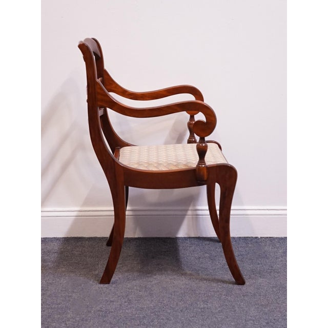 Mid 20th Century Vintage Antique Solid Mahogany Traditional Duncan Phyfe Style Dining Arm Chair For Sale - Image 5 of 10