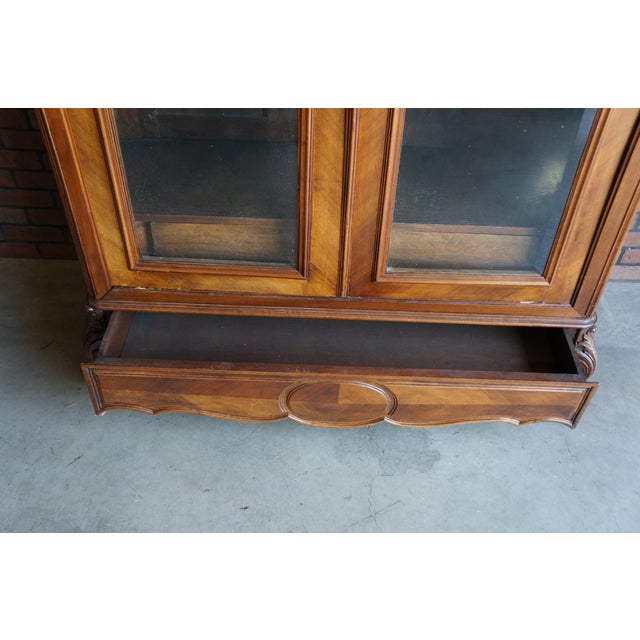 Antique French Rococo Glass Front Armoire For Sale - Image 6 of 11