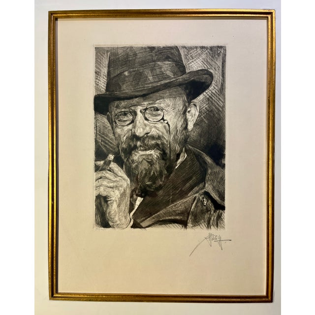 RARE 1919 FELIX ERNST PEISER Portrait Etching by Heinrich Wolff Signed in pencil (lower right corner) Aprox. dimensions:...