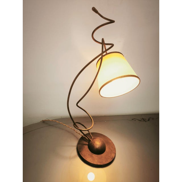 Gold Vintage Lamp with Parchment Shade, 1980s For Sale - Image 8 of 11