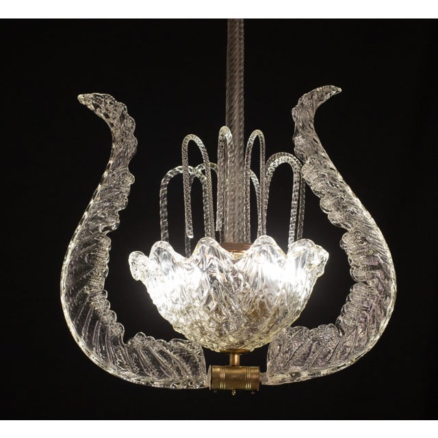 Metal Set of 2 Art Decò Fountain Pendants by Barovier E Toso, Murano Glass, 1940 For Sale - Image 7 of 12