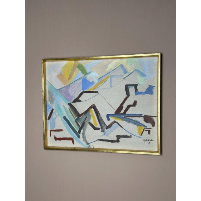 Mid-Century Modern Ante Gerhard, Abstract Landscape, 1964, Oil on Canvas, Framed For Sale - Image 3 of 18