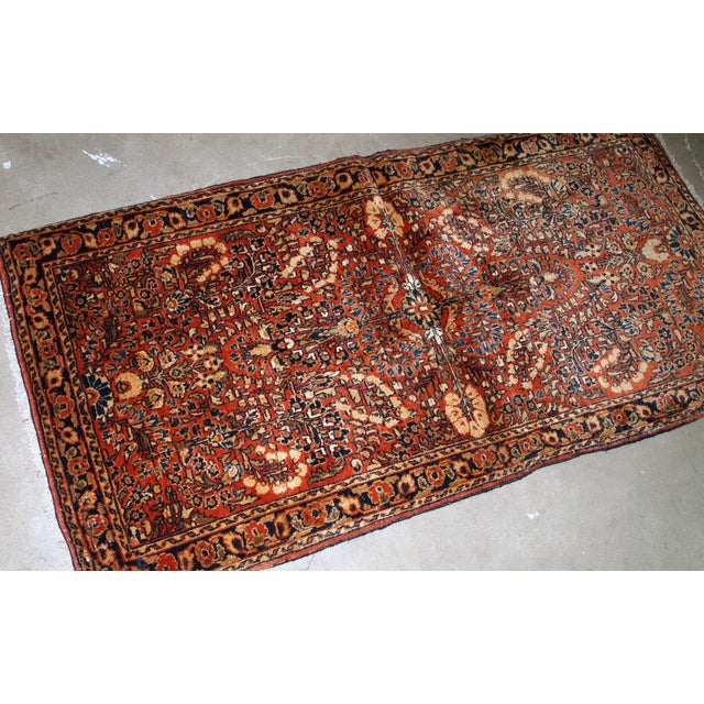 Textile 1920s, Handmade Antique Persian Sarouk Rug 2.4' X 5.3' For Sale - Image 7 of 7