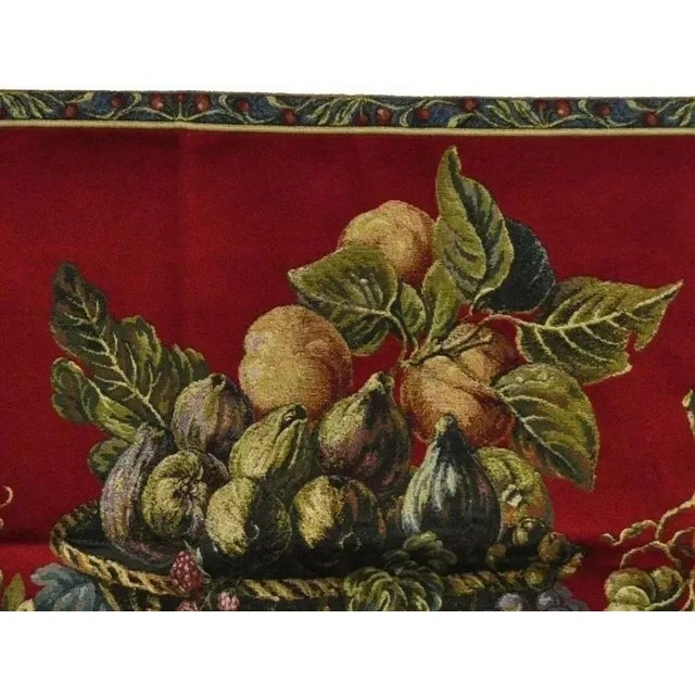 French Wall Hanging Tapestry Jacquard Aubusson Fruit Still Life Red For Sale - Image 4 of 7