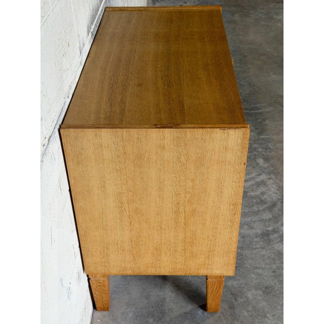 Brown Oak Two-Door Storage Cabinet With Reeded Detail Mid-Century Modern 1970s For Sale - Image 8 of 11