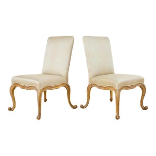 Pair of Rose Tarlow Gold Leaf Kent Dining Chairs For Sale