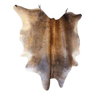 Large Beige and Brown Cowhide Rug For Sale