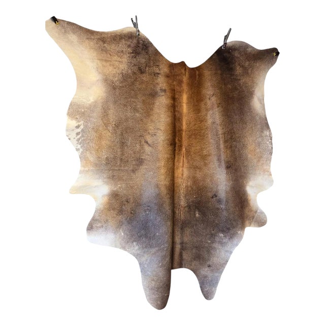 Large Beige and Brown Cowhide Rug For Sale