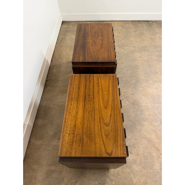 Pair of Lane Staccato Brutalist Walnut Nightstands or End Tables, 1970s For Sale - Image 16 of 16