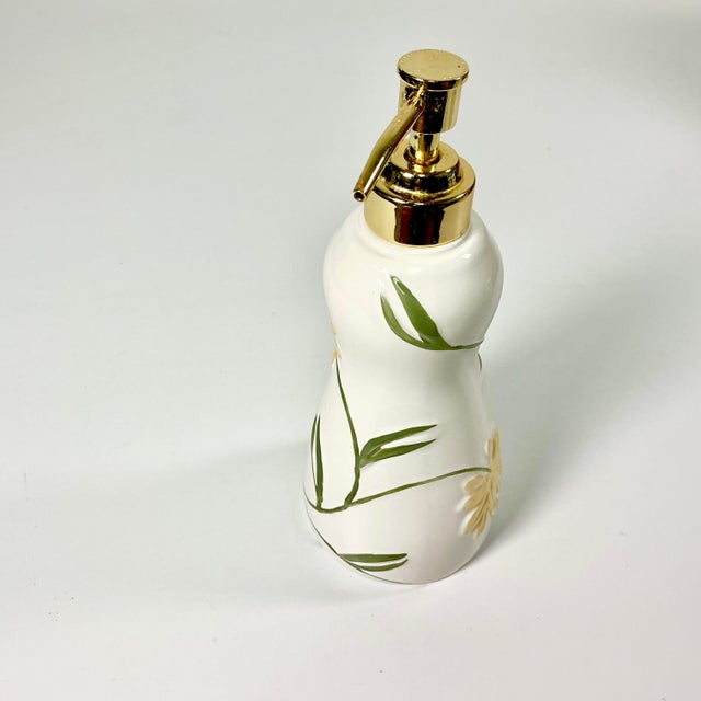 Ceramic 2019 Contemporary Art Nouveau Boho Chic Croscill Penelope Ceramic Soap-Lotion Dispenser For Sale - Image 7 of 8