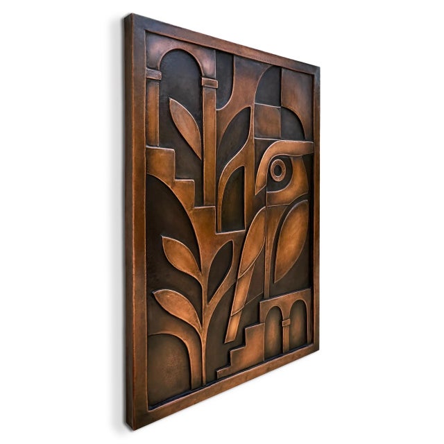 Brand: Element 29 Metalcraft Artist: Jeremy Maronpot An abstract owl is perched among architectural and natural forms in...