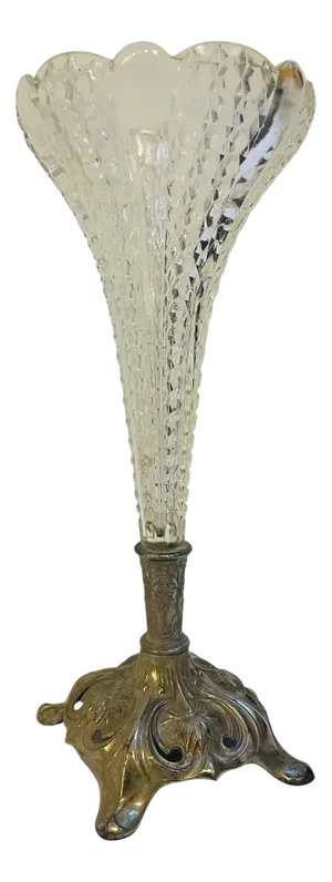 Antique French Metal and Glass Vase, 1880s