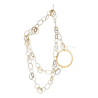 Vintage Lana 14k Gold Double Layer Hoops Necklace, Statement Luxury, Adjustable Clasp For Sale