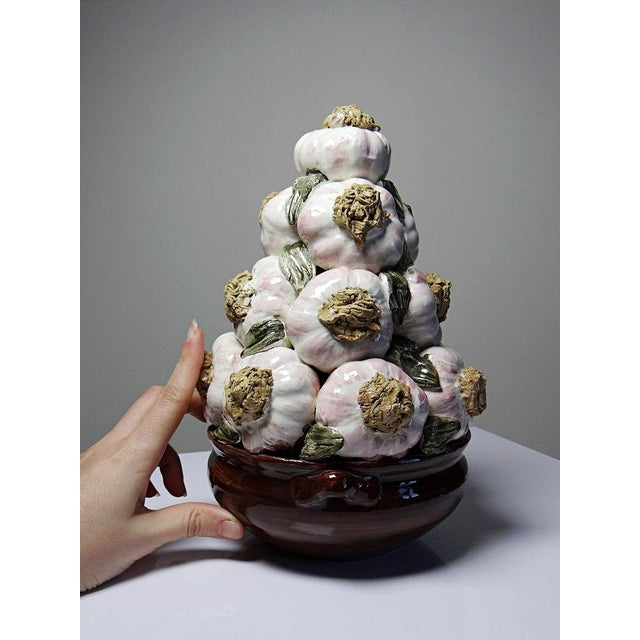 Vintage Trompe-Lœil Pyramid of Garlic in Glazed Ceramic, 1960s For Sale - Image 11 of 16