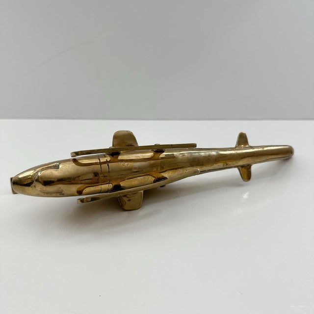 Vintage Brass Helicopter Sculpture, Mid Century Modern Aircraft Figurine, Solid Brass Helicopter Statue, Aviation Decor, Pilot Gift For Sale In Los Angeles - Image 6 of 6