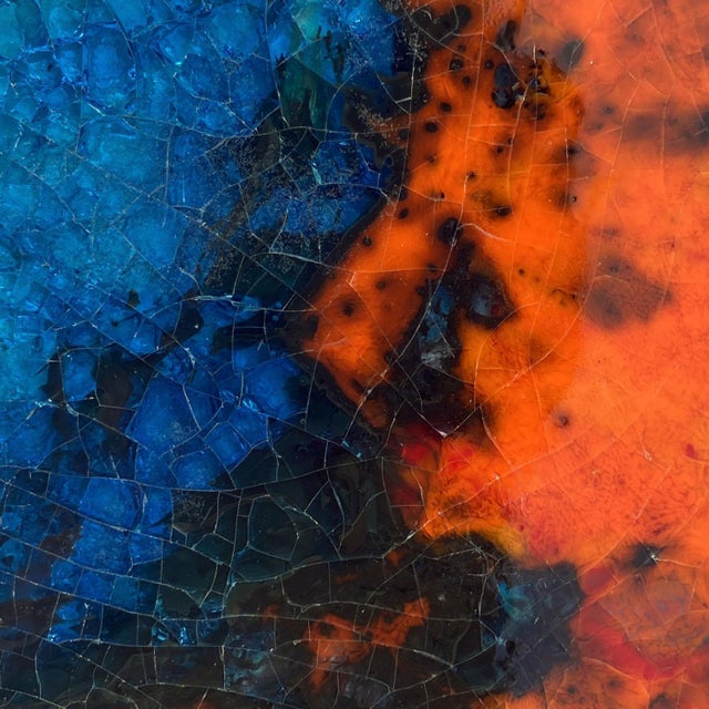 Green Square Ceramic Art Tiles with Multi Color Bright Glazes, 1970s, Set of 4 For Sale - Image 8 of 13