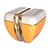 Orange "Blanc Paris" Side Table With Bronze Details, Handcrafted For Sale - Image 8 of 8