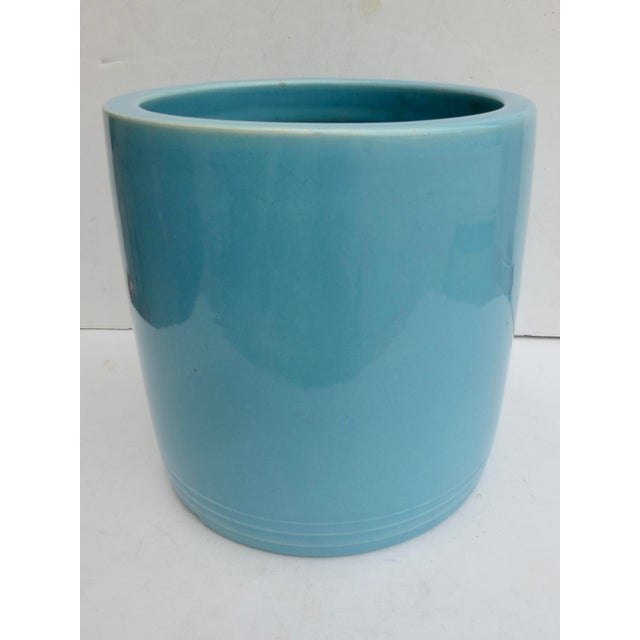 Mid-Century Modern Turquoise 1980s Japanese Ceramic Hibachi For Sale - Image 3 of 12