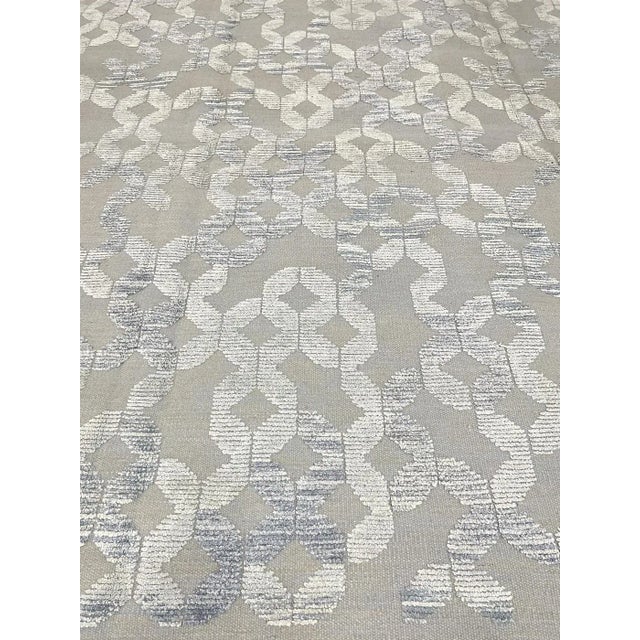 Modern Handmade High Low Wool & Viscose Modern Rug 9'00" X 12'00" For Sale - Image 3 of 5