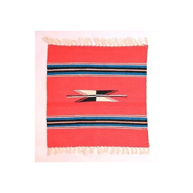 Rustic Vintage Chimayo Weaving For Sale - Image 3 of 3