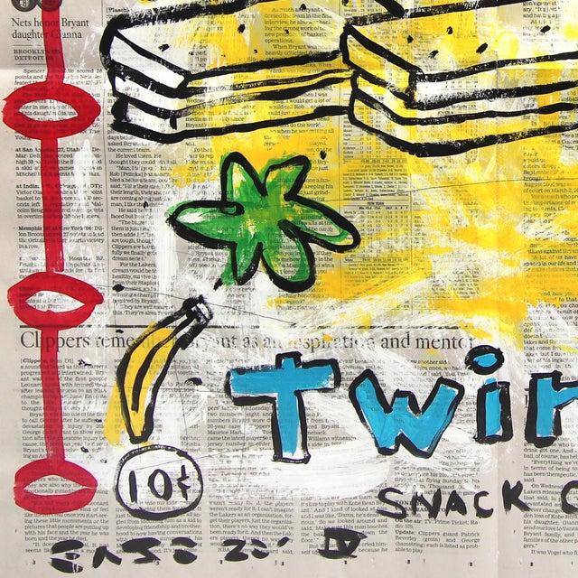 2020s Banana Twins - Original Quirky Colorful Food Pop Art Painting by Gary John For Sale - Image 5 of 6