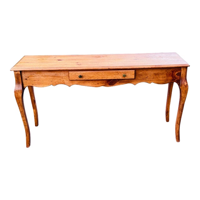 1990s Habersham Plantation Rustic Farmhouse Style Pine Wood Console Table For Sale