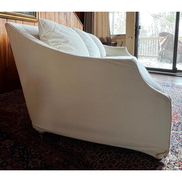 Boho Chic Attributed to Mitchell Gold + Bob Williams “Morgan” Slipcovered Sofa For Sale - Image 3 of 11
