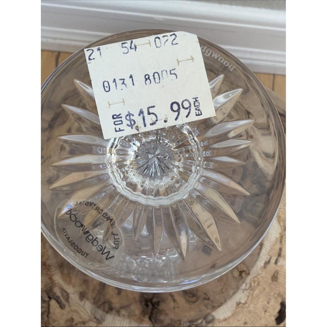 Glass 1980s Wedgwood Royal Crystal Wine Glasses MAJESTY Pattern 7 3/4" - a Pair For Sale - Image 7 of 9