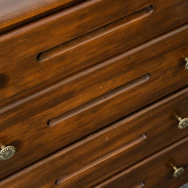 Mid Century Danish Modern Highboy Dresser Walnut 4 Drawer MCM Vintage Karges 60s For Sale - Image 9 of 12