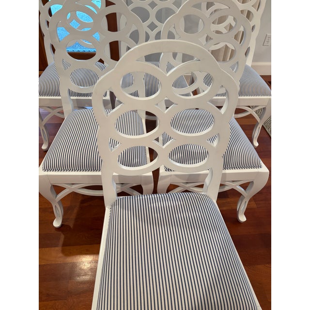 Hollywood Regency Set of 6 White Frances Elkins Style Villa & House Dining Side Chairs For Sale - Image 3 of 4