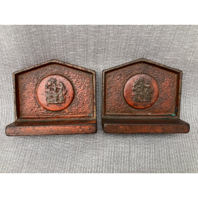 Early 20th Century Antique Small Cast Iron Bookends Achilles Greek Motif- a Pair For Sale - Image 5 of 12