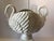 Vintage white Italian pottery swan urn centerpiece. Marked 'Italy'.