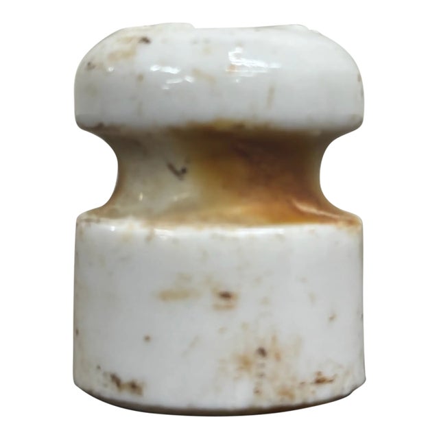 Antique Small White Ceramic Electrical Wire Insulator For Sale