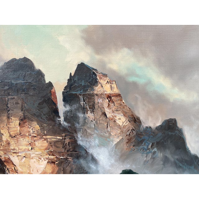 Arno Lemke, The Tre Cime Di Lavaredo, 1950s, Oil on Canvas For Sale - Image 6 of 14