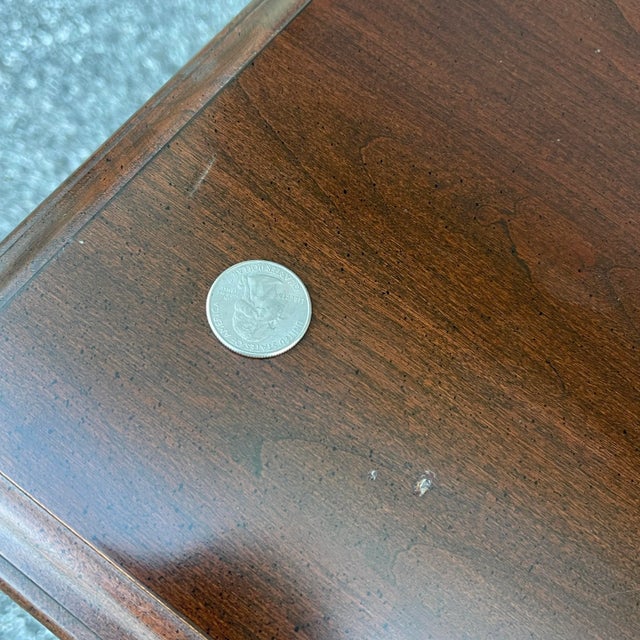 2000s Ethan Allen Georgian Court Queen Anne Solid Cherry Side or End Table With Drawer For Sale - Image 10 of 11