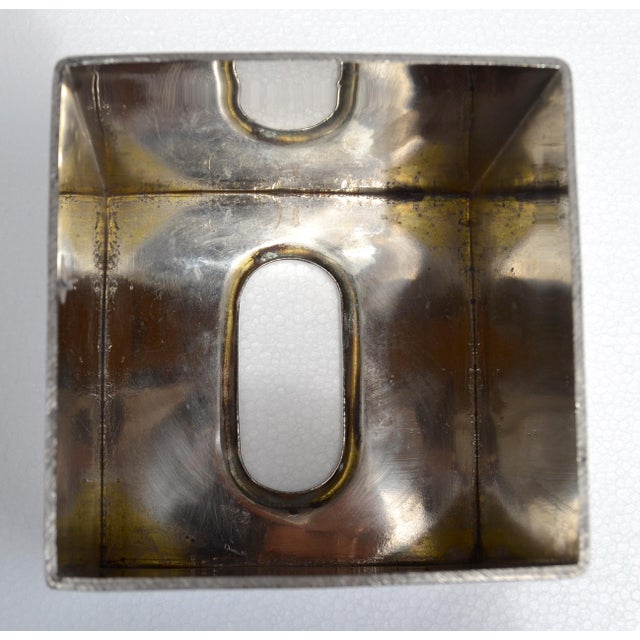 1970s Bohemian Handmade Polished Stainless Steel Over Brass Tissue Box Cover India For Sale - Image 11 of 14