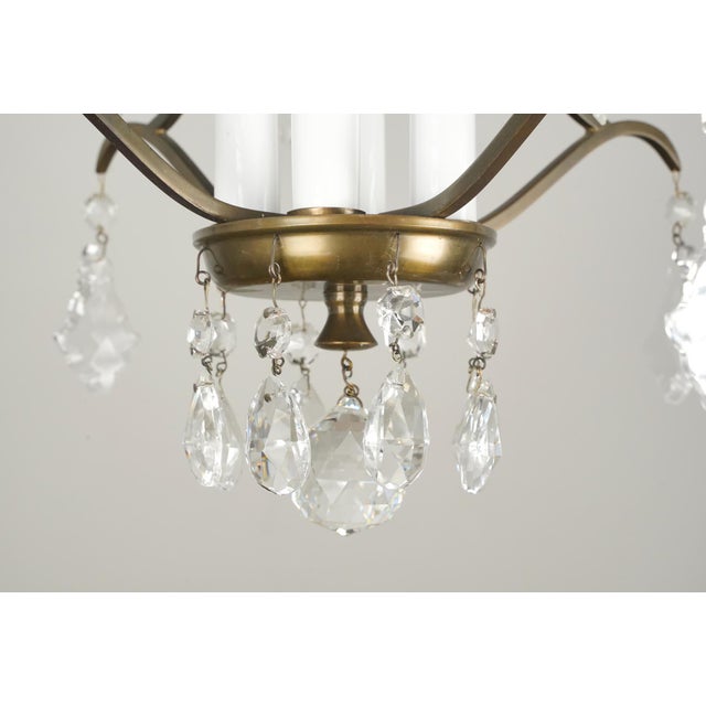 Mid 20th Century Reclaimed Brass Crystal Central Cluster Chandelier For Sale - Image 6 of 10