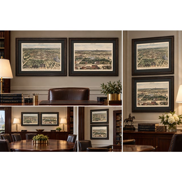 American Rare Pair of Washington, d.c. & u.s. Capitol Views by Theodore R. Davis 1869 & 1882 (Custom Framed) For Sale - Image 3 of 5