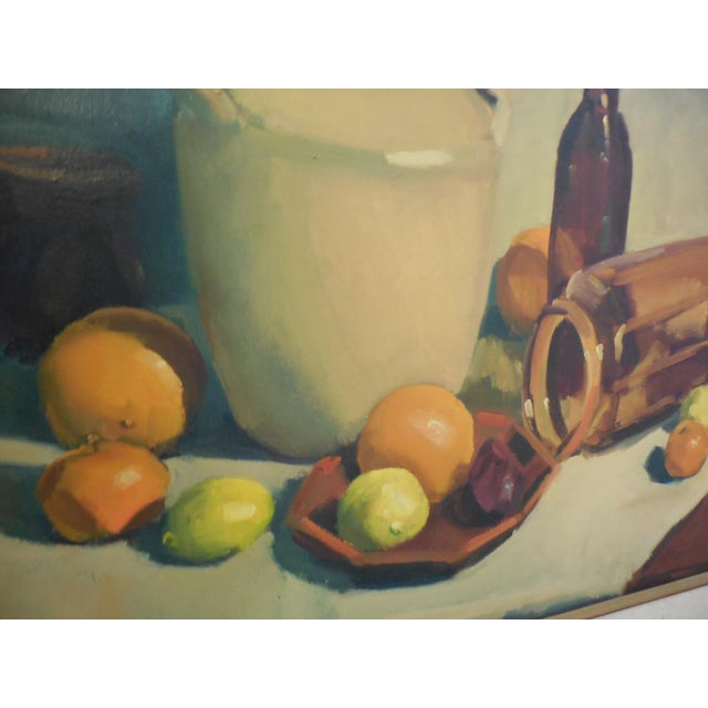 1970s Vintage Impressionist Still Life Fruit & Jars Signed Framed Original For Sale - Image 5 of 7