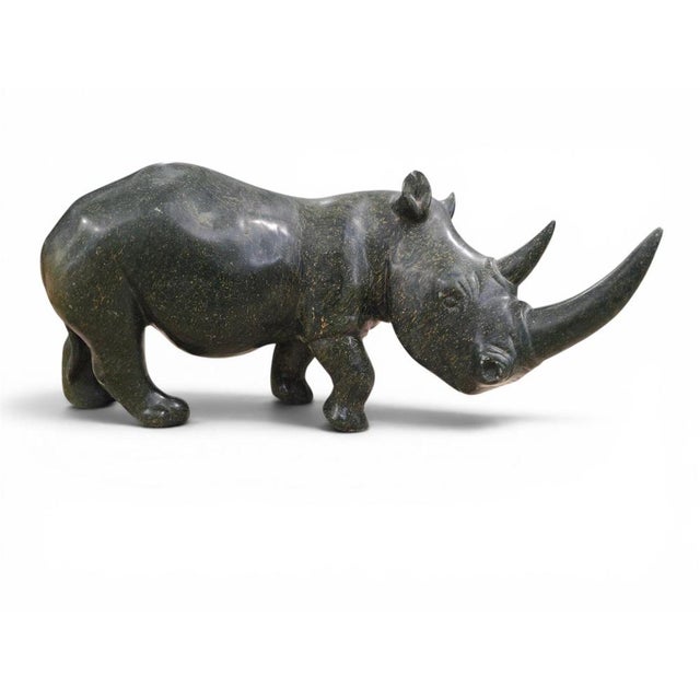 Serpentine Rhinoceros Sculpture by Lamelik, Zimbabwe, 1960s For Sale - Image 4 of 11