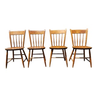 1960s Nichols and Stone Maple Windsor Dining Chairs, Set of 4 For Sale