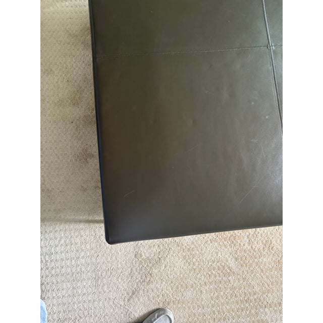 1990s B&b Italia Brown Leather Ottoman 4'x 4' Vintage 1999 For Sale - Image 5 of 5